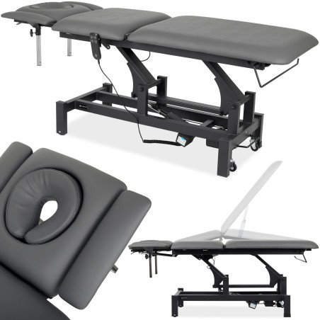 Table de massage électrique Fortis 5 ERGO – Coussin facial, accoudoirs réglables, roulettes – 200 kg