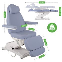 Chaise de soins esthétique électrique Elara PRO 4 – Violet – confort & élégance professionnelle