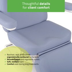 Chaise de soins esthétique électrique Elara PRO 4 – Violet – confort & élégance professionnelle