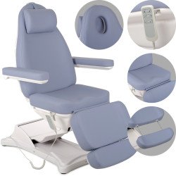 Chaise de soins esthétique électrique Elara PRO 4 – Violet – confort & élégance professionnelle