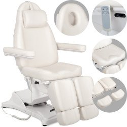 Fauteuil esthétique électrique Elara PRO 6P – Blanc – fauteuil de soins professionnel