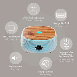 PROMED AL-400 CL – Diffuseur d’huiles essentielles avec LED – Diffusion ultrasonique 400 ml – Élégant & silencieux – Garantie 2